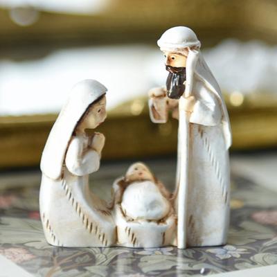 Christmas Nativity Ornament Resin Holy Family Figurine Mantel Shelf Tabletop Decoration Holiday Gift