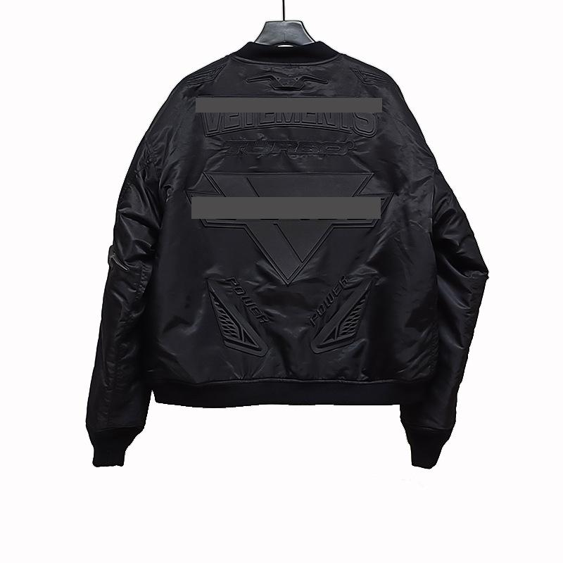 VTM Style 23FW Modell Alpha Racing Design Air Force Bomberjacke aus schwarzer Baumwolle für Herbst/Winter Wärme