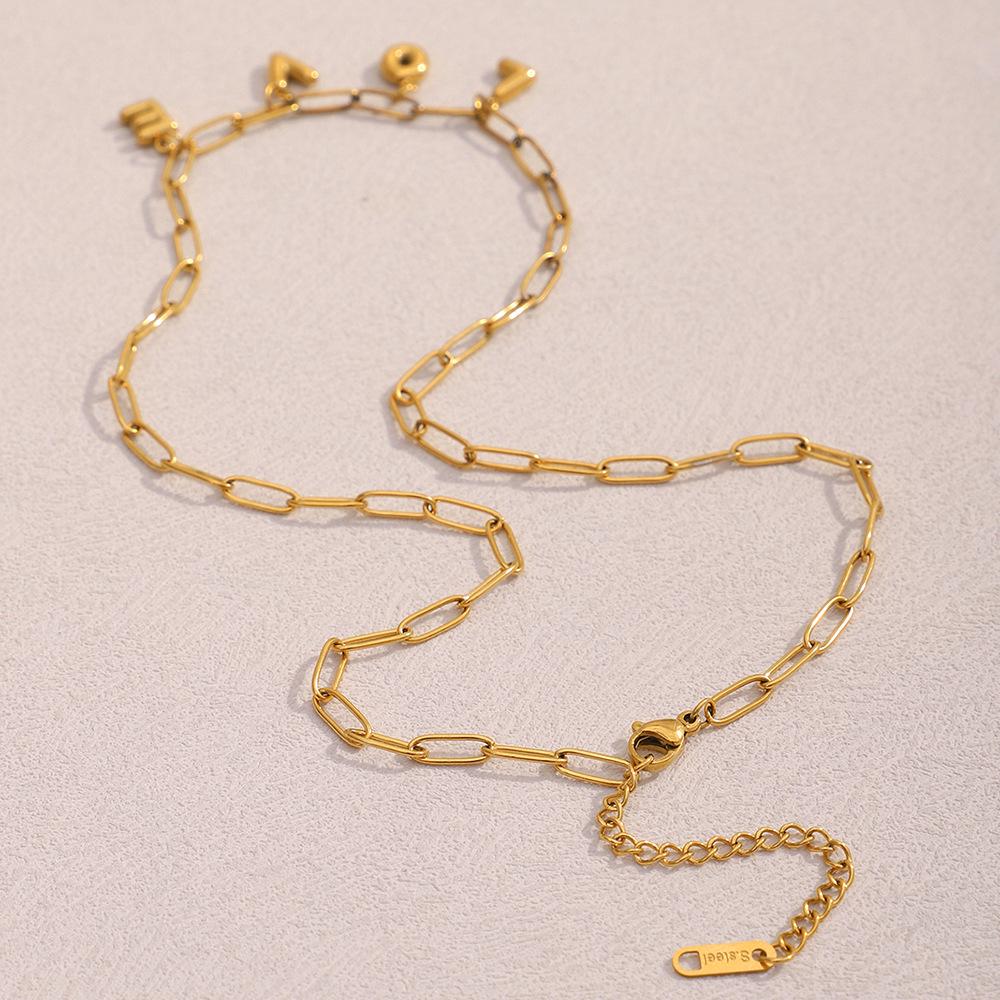 Elegant 18K Gold-Plated Stainless Steel Paperclip Letter Necklace