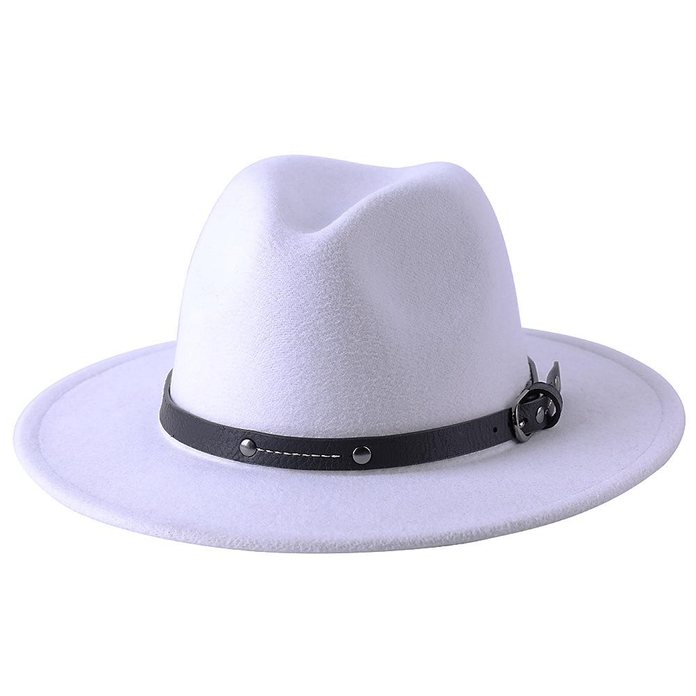 1Pc Fashion Wool Fedora Hat Men Autumn Winter Wide Brim Jazz Cap Imitation Woolen Women Church Felt British Hat