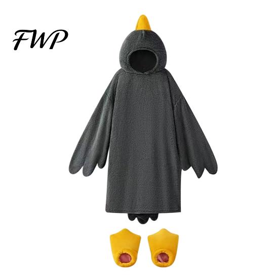 Tuta Intera da Anatra per Bambini Costume Divertente da Oca Bambini Adulti, Pigiama Animale con Cappuccio Pigiama, Coperta Indossabile in Morbido Peluche, Cosplay di Halloween Bambino