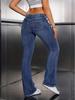 Womejeans Women's European Simple Blue Flare Jeans - Elastic, Stylish, and Slimming Versatile Pants