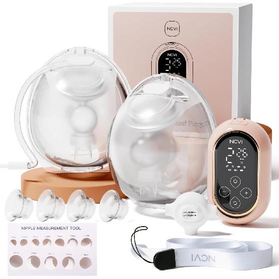 NCVI Ultra-Lightweight Wearable Breasfeeding Pump Hands-Free&Portable, Hospital-Grade Double Electric Breast Pump Come with Leak-Proof Double Fit