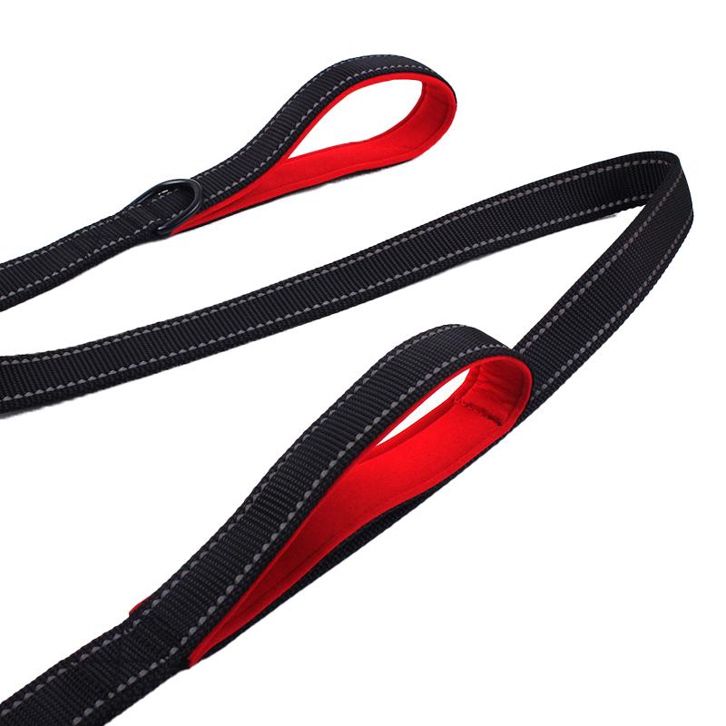 1.8m Two Handle Heavy Duty Nylon Dog Leash For Training Control Guard Rope Walking Cat Dog Harness Lead Reflective Night Safety