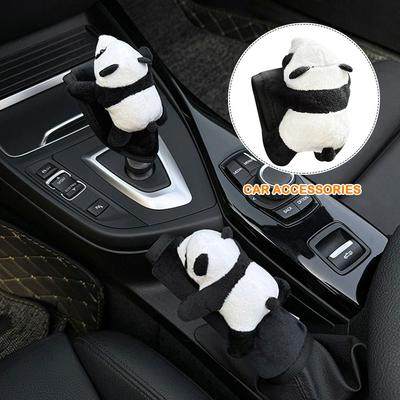 Panda Car Handbrake Handle Cover Soft Plush Car Accessories  Valentine's Day Gifts