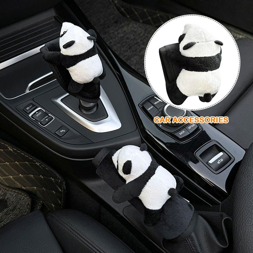 Panda Car Handbrake Handle Cover Soft Plush Car Accessories Valentine's Day Gifts
