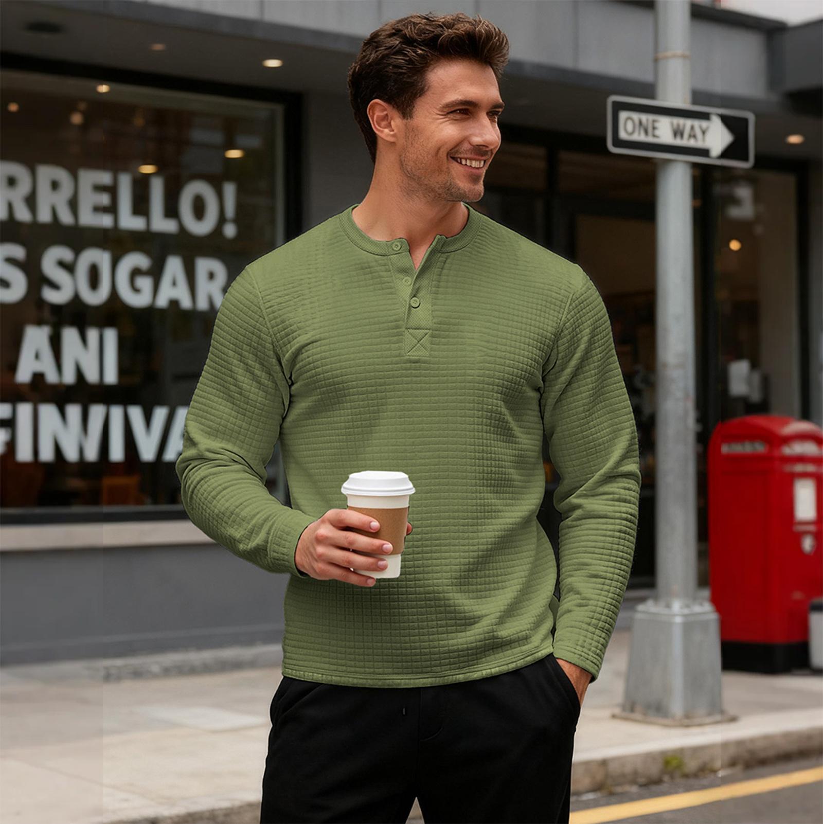 Модная мужская свободная фактурная рубашка с ретро-длинным рукавом XXL