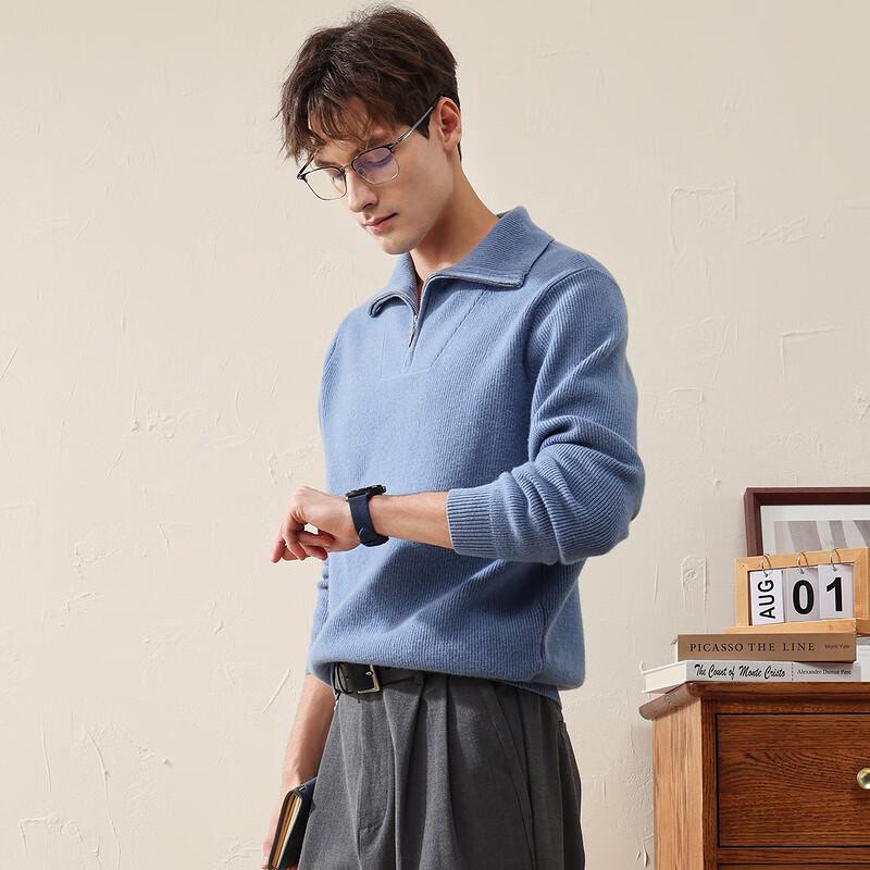Men's Half-Zip Thick Wool Sweater