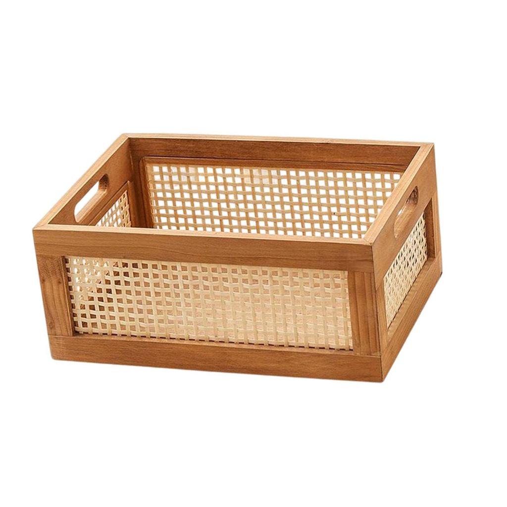 User Friendly Wooden Storage Basket Efficient and Portable Bamboos Woven Organizers for Desk Vanity or Office Supplies