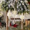 Faux Pearl Christmas Tree Ornaments Winter Faux Pearl Beaded Christmas Hanging Decoration with Faux Crystal Drop Pendant for Wedding Holiday Decor