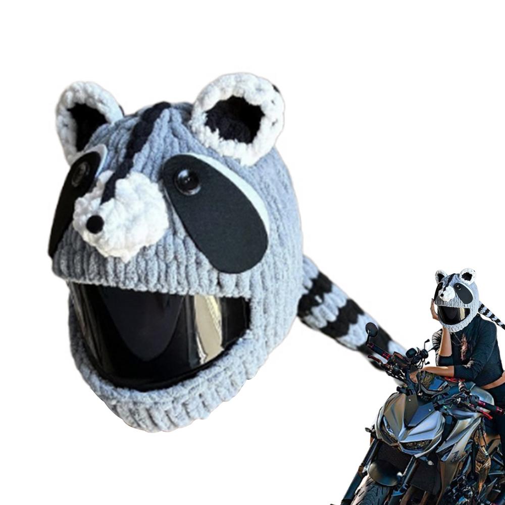 Husă pentru căști de motocicletă, cu desene animate drăguțe, pentru căști de motocicletă, pălărie tricotată manual, croșetat, husă de protecție, accesorii pentru căști