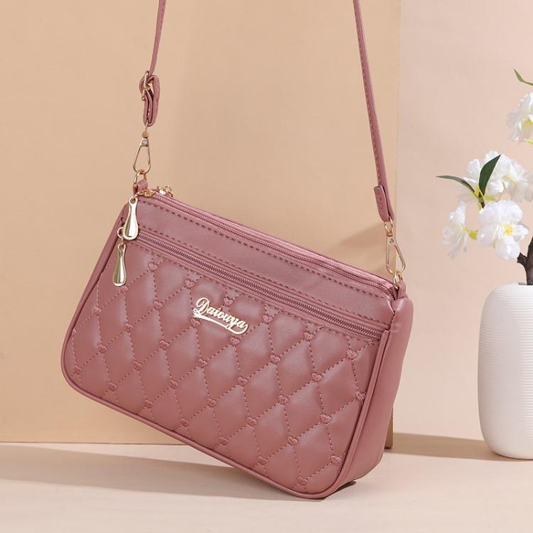 New large-capacity artificial leather embroidery thread shoulder messenger women's bag