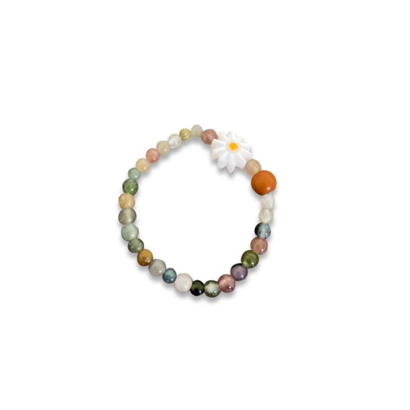 2026 New Trend Colorful Beaded Daisy Rings for Women Girls Romantic Sweet Flower Finger Rings Vacation Style Jewelry Accessories