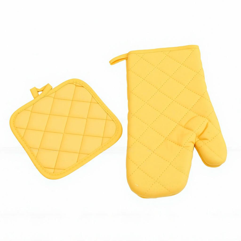 Oven Mitts Pot Holders Set Heat Proof Cotton Non Slip Kitchen Oven Gloves with Hanging for Cooking Grilling Machine Washable