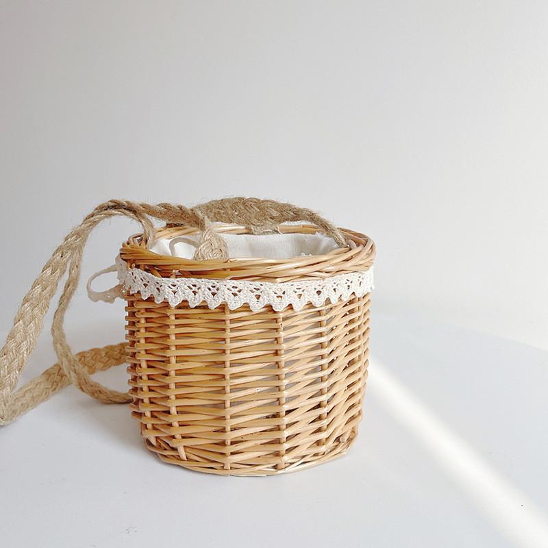 Stylish Korean Kids Pearl Handbag Trendy Mini Woven Crossbody Bag For Girls