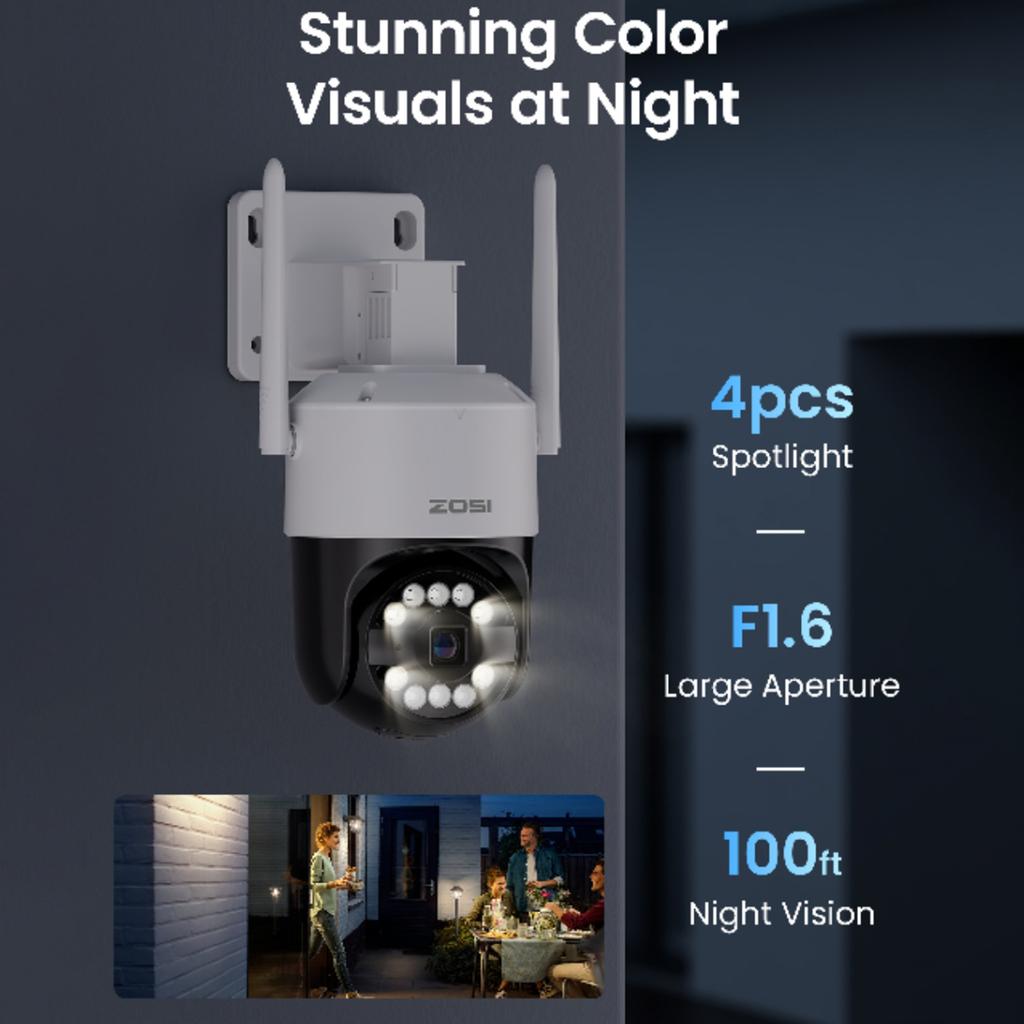 ZOSI C2968W 8MP HD Camera Humanoid Tracking Two-way Talk APP Monitoring Outdoor Indoor Security Camera