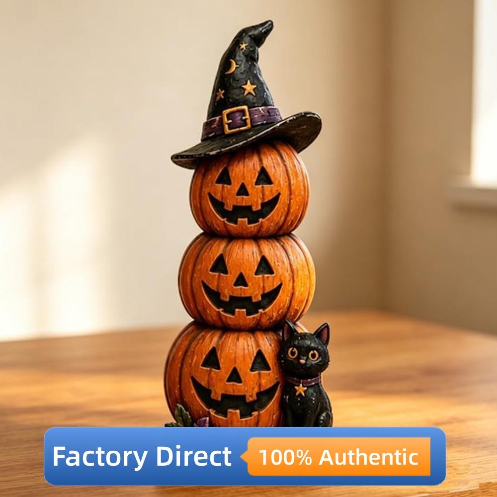 Halloween Tabletop Decor Wooden Signs, Haunted House & Pumpkin Stack, Spooky Festival Ornament