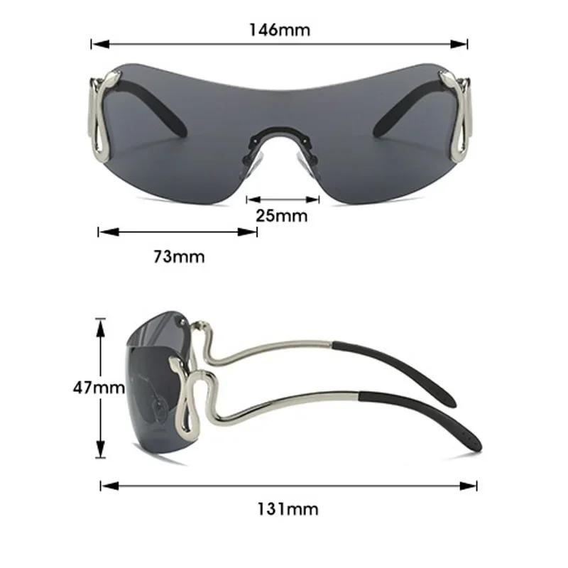 Damen Luxus Sonnenbrille Vintage Farbverlauf Y2K Stil Sonnenbrillen Herren Randlos Pilot Brille Uv400 Unisex Brillen für Spicy Girls