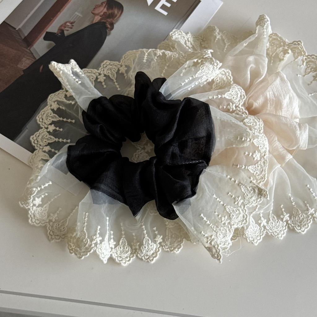 Retro Oversized Fashion Tulle Star Elatic Hair Rope Simple Gentle New Niche Fabric Scrunchie Hair Accessories