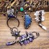 Vintage Natural Stone Pendant Labradorite Star and Moon With Clear Quartz Raw Quartz Tassel Pendant Amethyst Crystal Jewelry