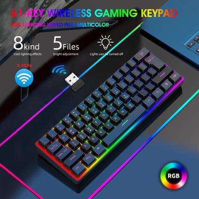 K401 Wireless 2.4G Mechanical 61-Key RGB Gaming Keyboard
