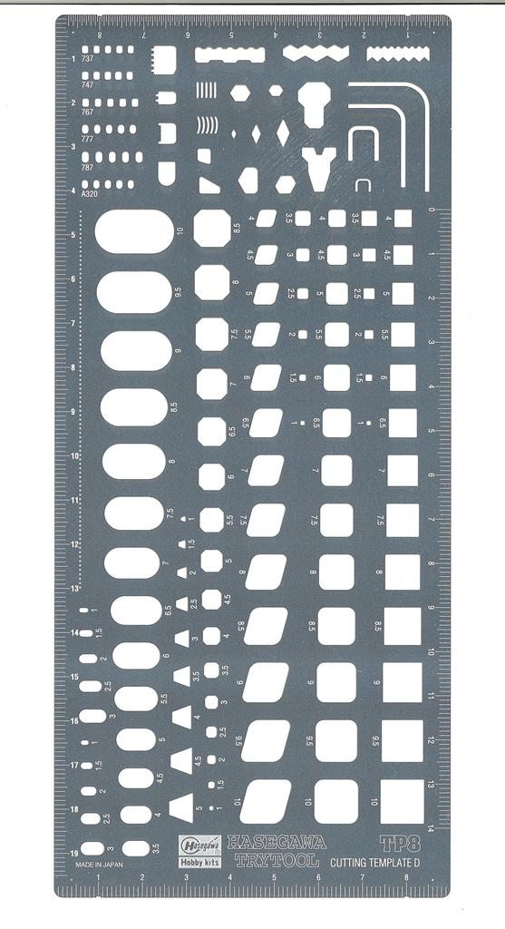 Hasegawa Trytool Cutting Template D Square Shape Ruler Plastic Model Tool TP8