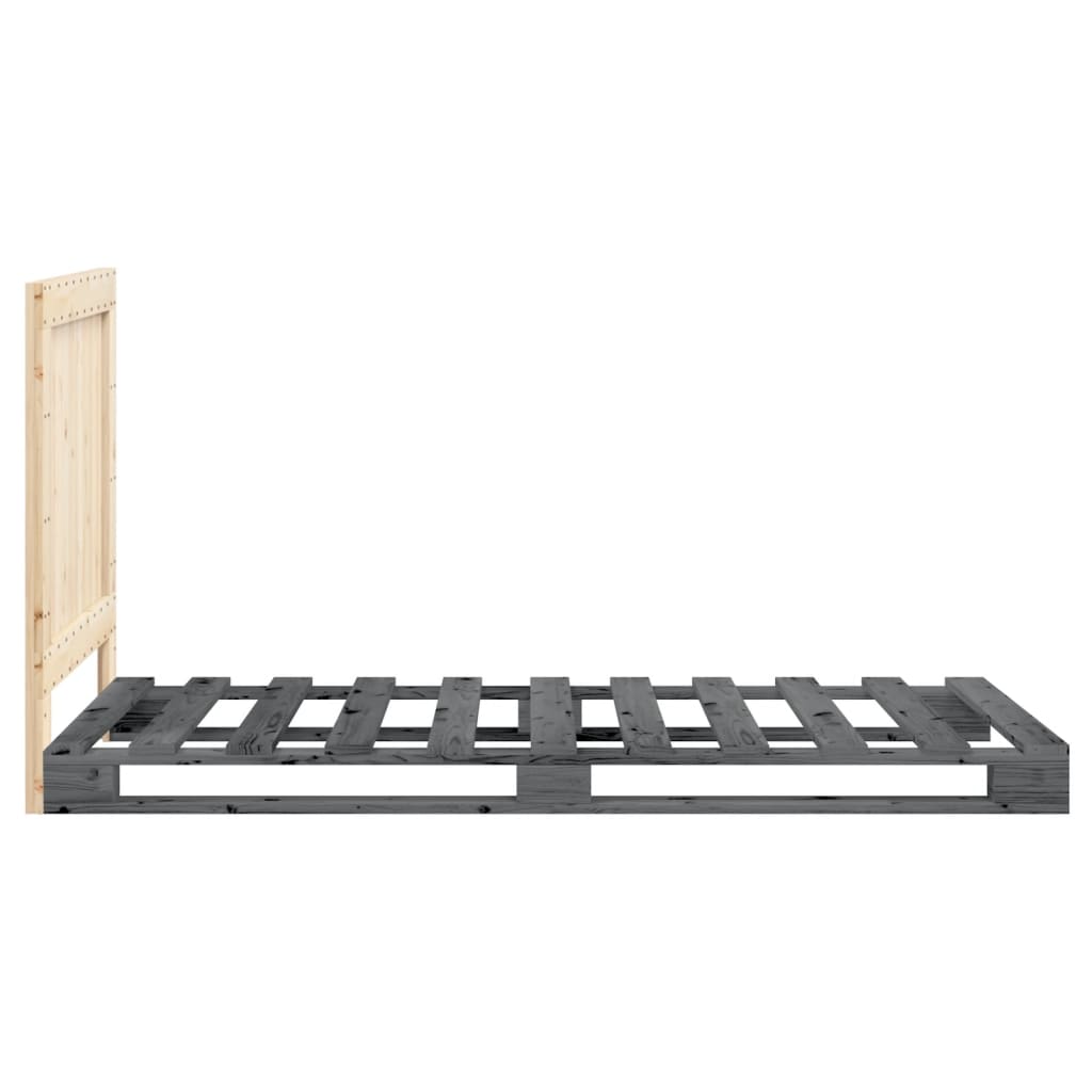Solid Wood Bed with Headboard Gray 90x200 cm Pine