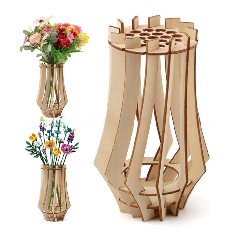 Assemble Kit Wooden Puzzle Vase 3D Wooden Vase Kit Home Decor Accessory Bouquet Vase Gift Lovers