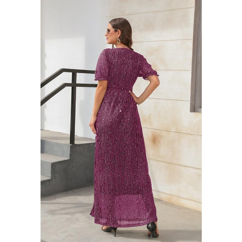 New V-neck High-waisted Strappy Split Long Dresses