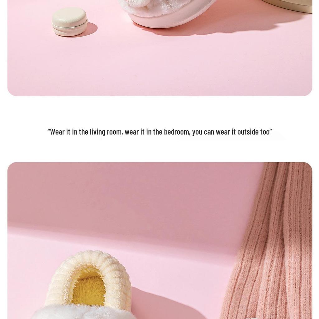 Jieliya Kids' Furry Plush Slippers - Winter Warm, Parent-Child Matching, Indoor/Outdoor Wear for Boys and Girls, Size 25