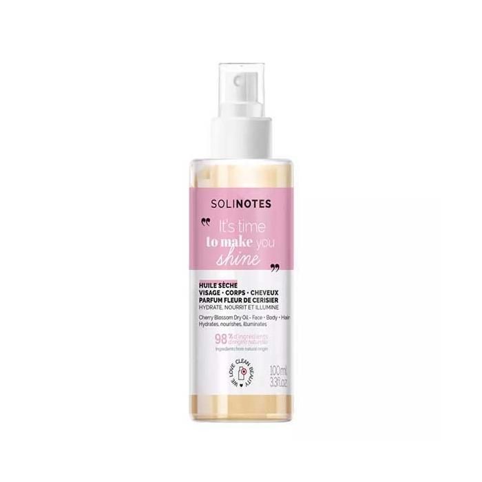 Huile sèche - SOLINOTES - Fleur de Cerisier - 100ml - Non gras - Pour tous types de peau