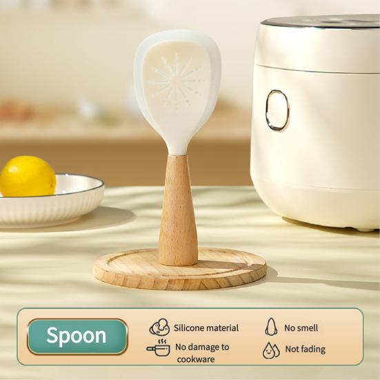 Standing Rice Spoon with Non-Stick Paddle Rice Spatula Spoon Heat Resistant Rice Cooker Spoon Serving Spoon for Grains