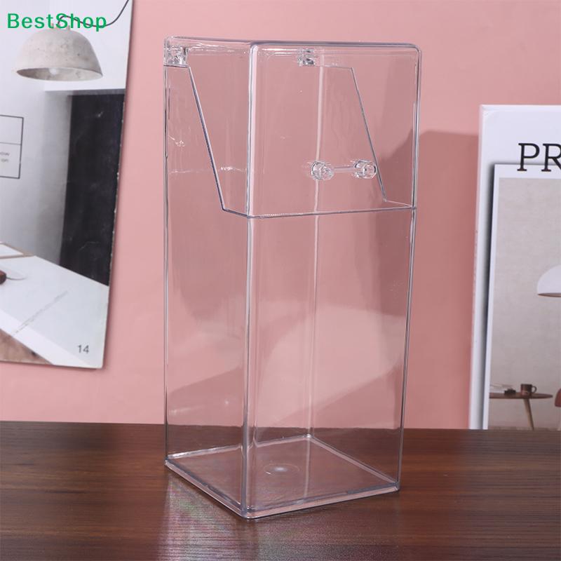Flip-top Acrylic Pen Holder - Transparent Square Desktop Small Item Organizer, Mirror Cabinet Makeup Brush Storage Box