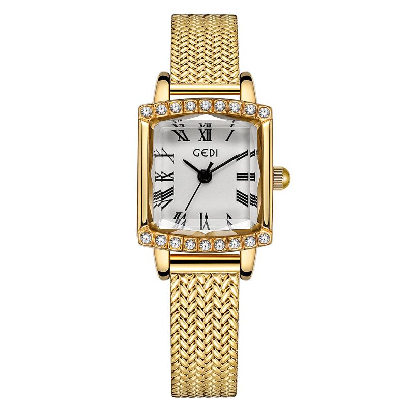 Medieval Wheat Ear Small Gold Watch Women S Niche High-End Small Square Watch Women S Retro Waterproof Quartz Watch