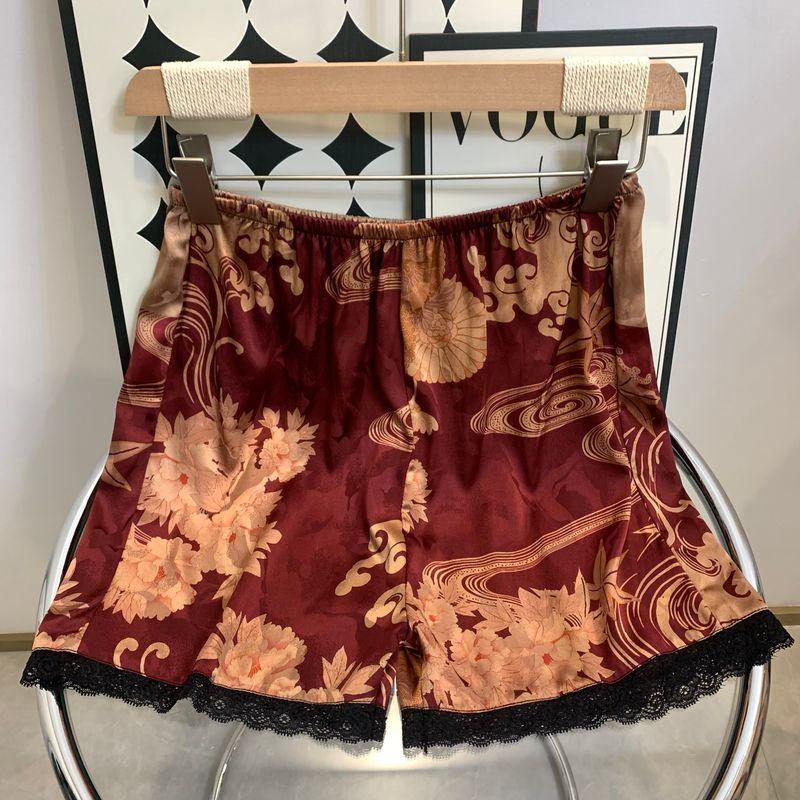 Pure Silk Base Shorts White Safety Pants Easiest for Match Loose Plaid Slimming Anti-Emptied Lace Women's Mulberry Silk
