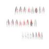 Wearable nail sticker Silver flame chain Pink smudged snake pattern rhinestone nail piece Removable nail