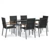 VidaXL Ensemble à manger de jardin 7 pcs noir textilène et acier 3187036