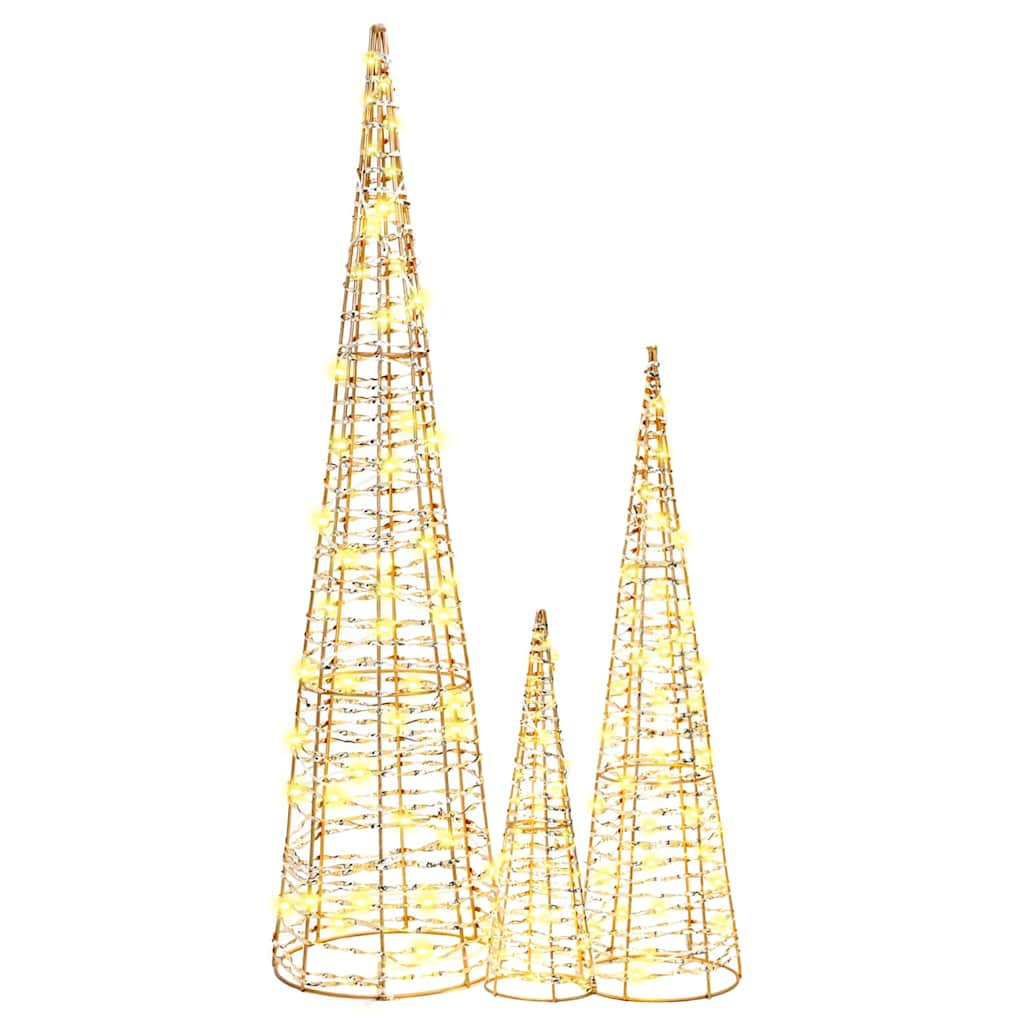 Christmas Tree with 90 LEDs 3 pcs Warm White 20 x 20 x 80 cm PET