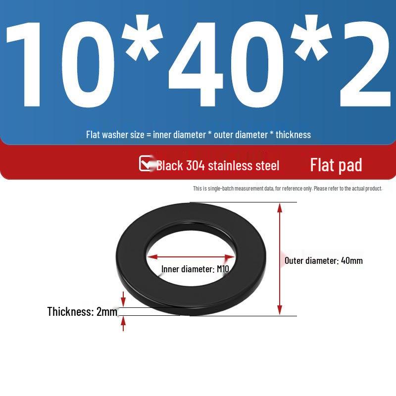 Ultra-Thin Black Zinc-Plated Stainless Steel Flat Washer (M2-M20)