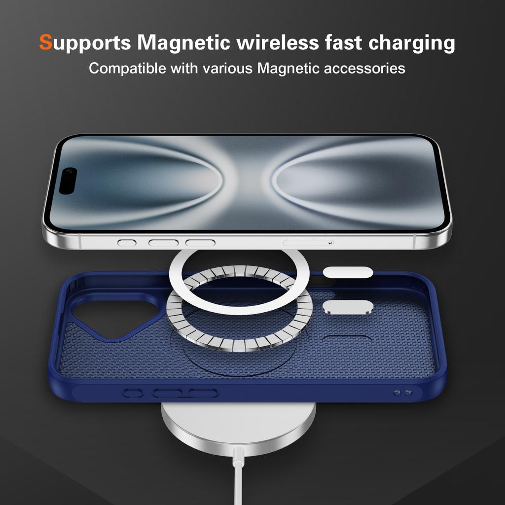 For iPhone 17 Case Carbon Fiber Texture PC+TPU Phone Cover Compatible with MagSafe
