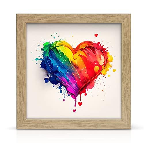 Wood Effect Square Poster/Photo Frames | Handmade Shatterproof Brushed Finish | Wall Mount Freestanding Landscape (Khaki,5 )