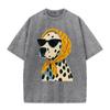 Distressed Vintage Washed Tee Stylish Cool Dalmatian Cartoon Animal Print Loose Fit Short Sleeve T Shirts