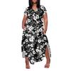 Women Floral Maxi Dress Summer Casual Short Sleeve Dress Sundress V-Neck Long Dresses With Pockets Beach Vacation