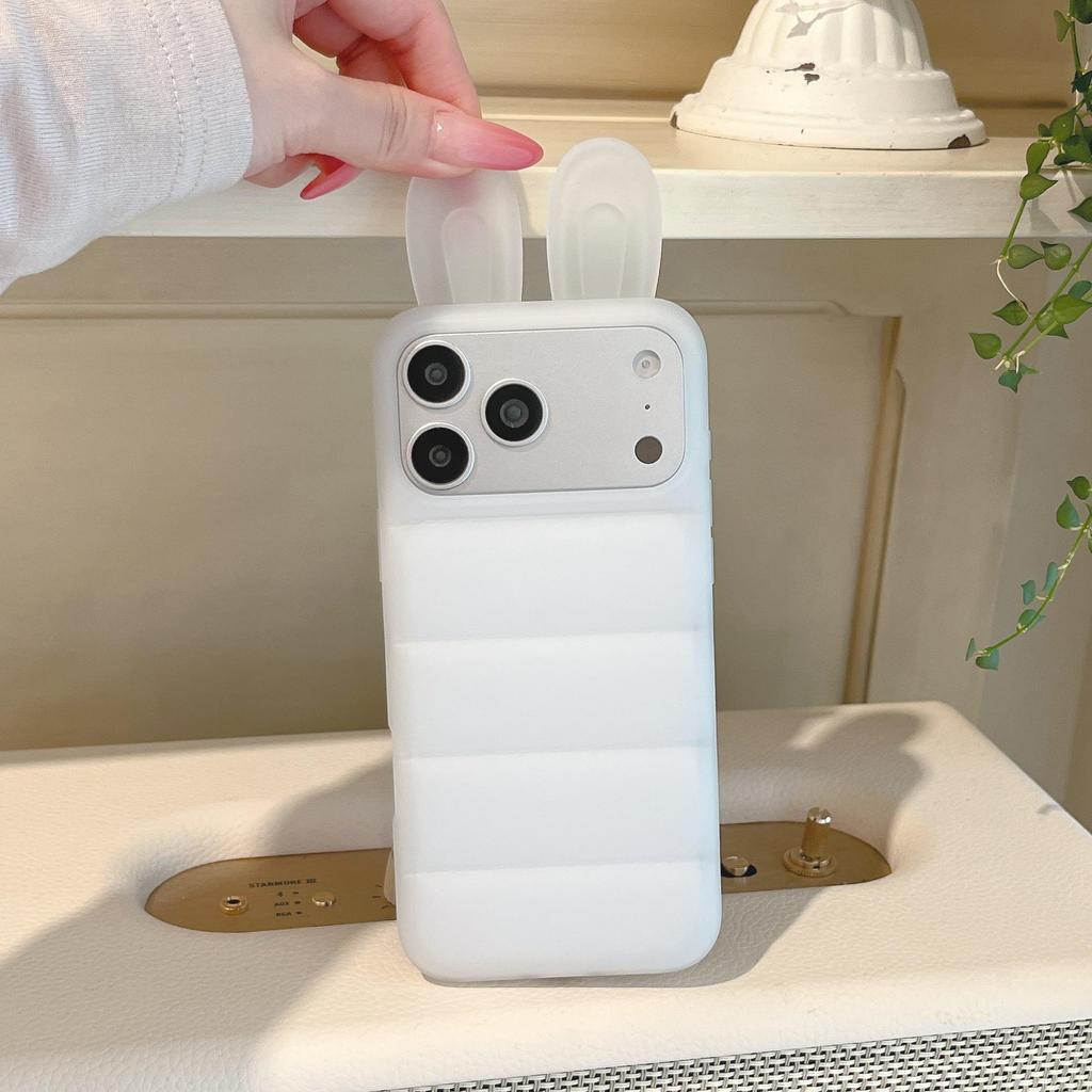 Solid Silicone Jacket with Rabbit Ears for iPhone 17 Pro Max and Apple 16 Pro - Drop-proof Case