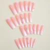 24-Piece Gradient Long Coffin Nail Set with Flower, Rhinestone, Butterfly, and Pearl Designs