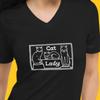 Cat Lady - Unisex Short Sleeve V-Neck T-Shirt with Cats - Dark Shirt Version