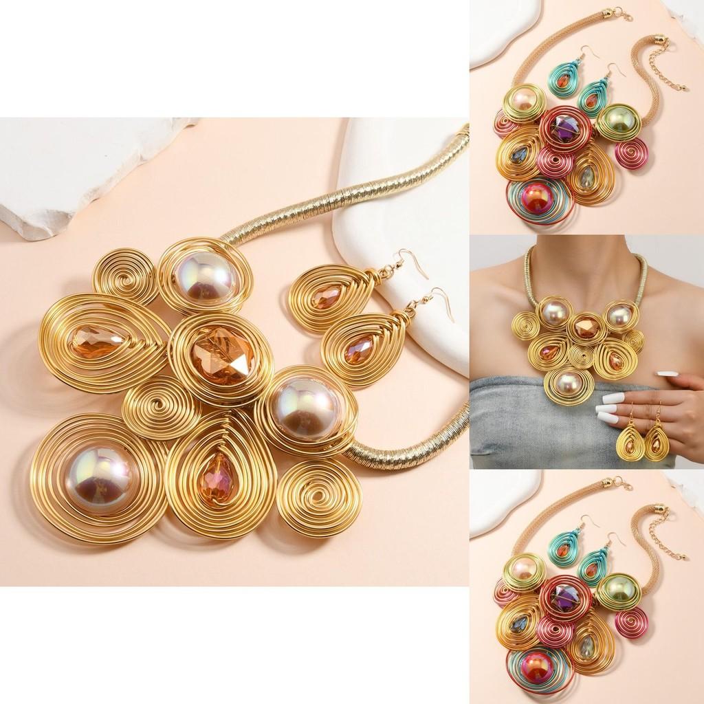 Modern Jewelry Set With Crystal Beads And Aluminum Wire For Women And Men