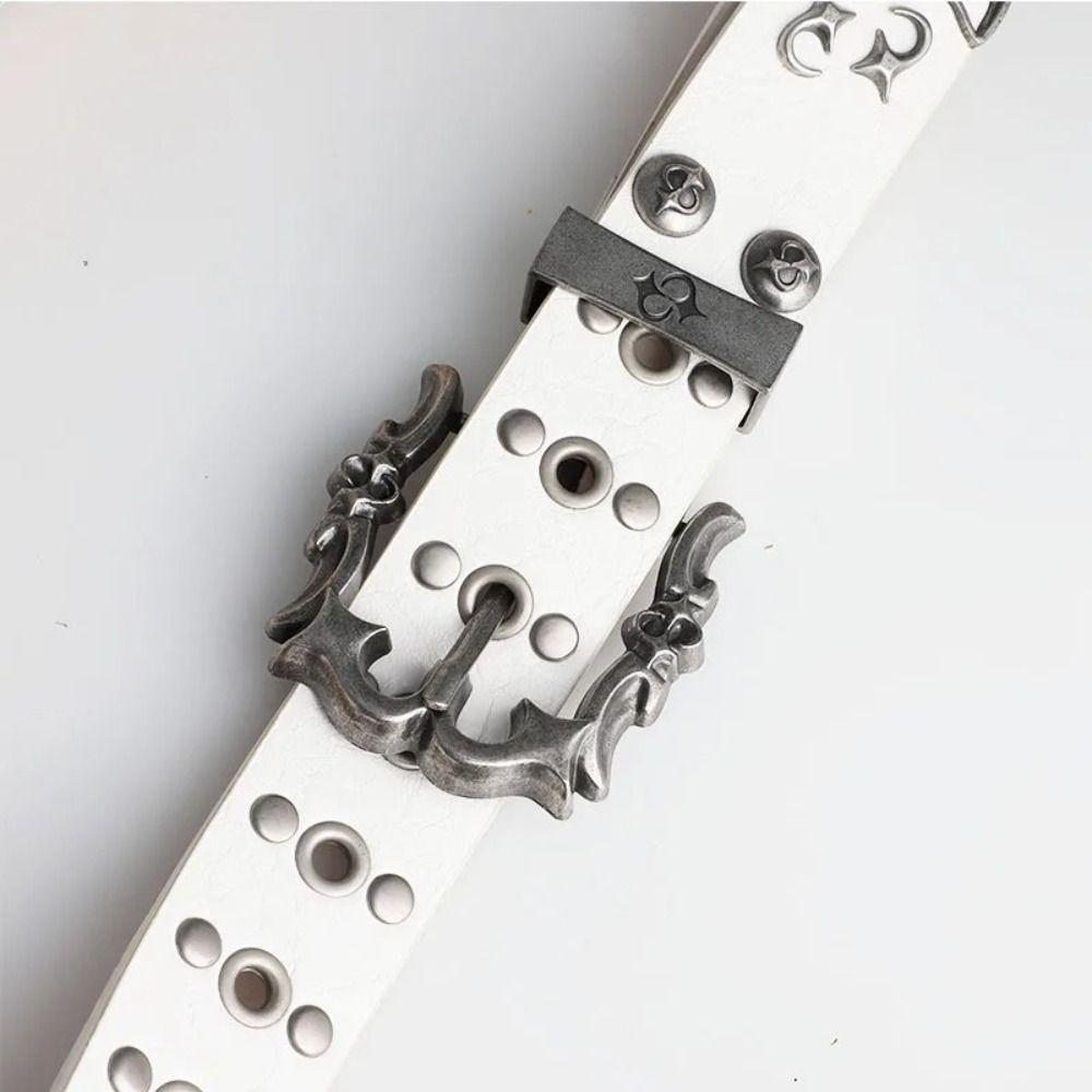 Carved Buckle Rivet Belt Spicy Girl Men Belt Trend Y2K Belt Jeans Accessories
