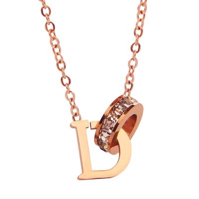 Neue klassische Zirkon D Brief Anhänger Titan Stahl kurze Halskette für Frau Mode Mädchen Schlüsselbein Kette Sexy Hals Schmuck