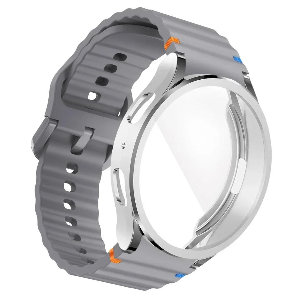 TPU Case+Strap Sports Strap for Samsung Galaxy 7 6 4 5 40mm 44MM Original Silicone Bracelet Soft TPU Case Glass Protective Cover